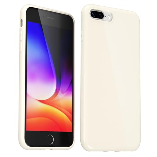 Svanove for iPhone 7 Plus/ 8 Plus Case Silicone, Glossy Soft Rubber Gel Jelly Cute Protective Plastic Simple Plain Phone Case Cover for Women Girl, Slim Thin Flexible Shockproof TPU, Beige Stone