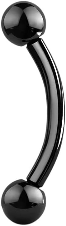 Jewel Barrel Curved Barbell Eyebrow Piercing Jewellery Bar Ring Steel, 16G Gauge 6mm 8mm 10mm Length with Balls