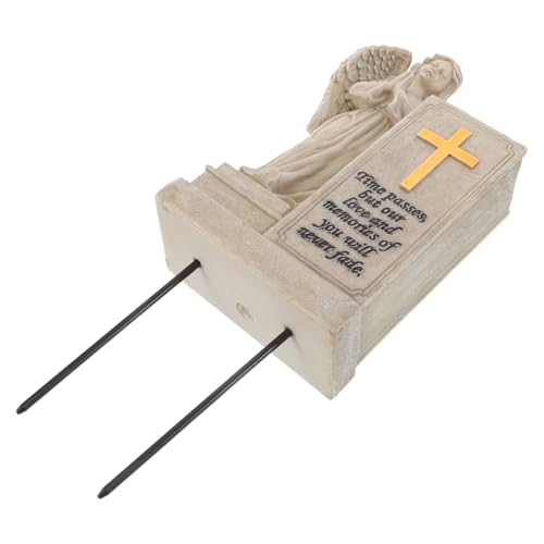 ifundom Vaso Per Fiori Commemorativo Con Statua Di Angelo Robusto in Resina Per Decorazioni Da Giardino e Cimitero Ampia Capienza Per Fiori Freschi Facile Installazione Con Punte Per Terra