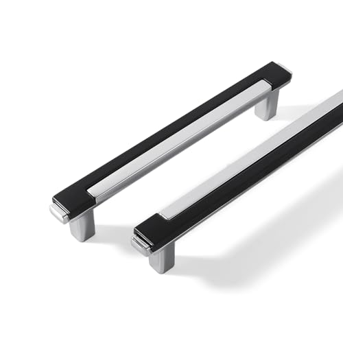 Kcmwsy 10 Pack Modern Black and Silver Cabinet Pulls, 5 Inch Hole Center Solid Zinc Alloy Drawer Handles, Anti-Rust Kitchen Hardware for Dresser, Cupboard and Bathroom Vanity by Kcmwsy - Used condition - US$23.92