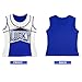 LOLANTA Girls Cheerleader Costume Fancy Cheerleading Outfit Dance Practice Cheer Uniform with Poms Poms Socks（Blue, 11-12Y