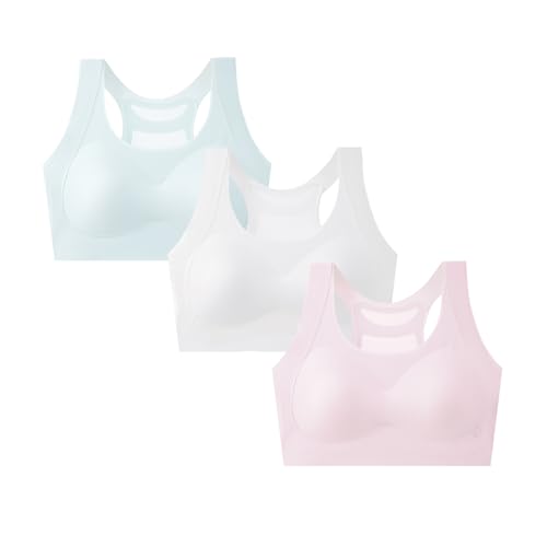 Girls Training Bra-Racerback Sports Seamless Bras, Teen Bra Comfort Seamless, Girls Bra with Removable Mini-A Cup Pad