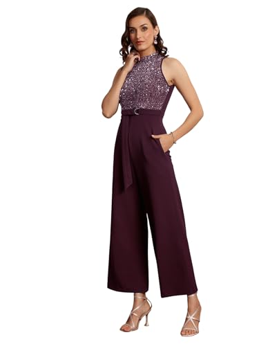 Image of Miss Chase Women's Keyhole Neck Regular Sleeve Regular Length Jumpsuit with Pockets