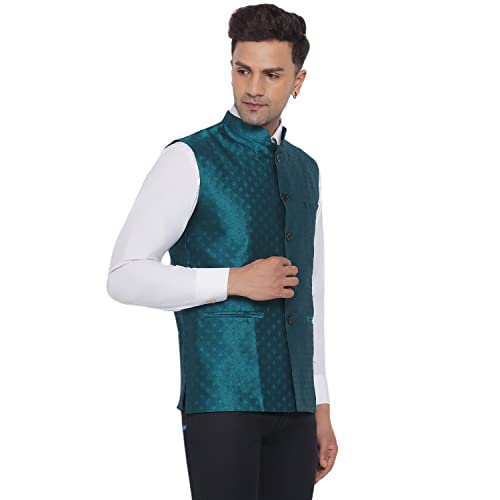 Image of Veera Paridhaan Men's Jacquard Printed Nehru Jacket