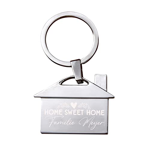 Herz & Heim® Schlüsselanhänger Haus mit-Home Sweet Home- Schriftzug und Wunschtext graviert Herz & Heim® Schlüsselanhänger Haus mit-Home Sweet Home- Schriftzug und Wunschtext graviert