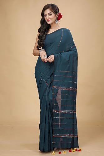 Image of Women's Traditional Bengal Handloom Soft Cotton Khesh Saree