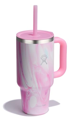 Image of Hydro Flask 32 Oz Travel Tumbler with Handle, Lid and Straw - Insulated Stainless Steel in 32 Oz Jelly Pink
