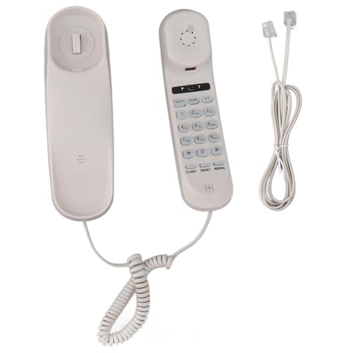 Telefono Domestico con Filo, Telefono Fisso Fissabile a Parete con Suono Chiaro per Anziani, Telefono Fisso Leggero con Filo con Volume Regolabile per Casa, Ufficio, Hotel (WHITE)