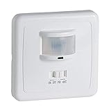 Bewegungsmelder zum Einbauen mit Abstrahlwinkel von 140 ° in Weiß von 500 W (230 V) Leistung und Reichweite 12 m bei Bewegung innerhalb von seiner Aktionsradius, der Rauchmelder accionara der die Lichtquelle, Alarm oder Gerät zugewiesen Detector.