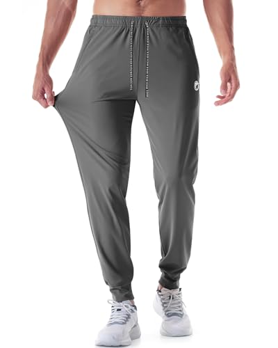 Mens Athletic Joggers with Zipper Pockets Lightweight Gym Sweatpants Men Tapered Workout Track Pants Jogging Running4