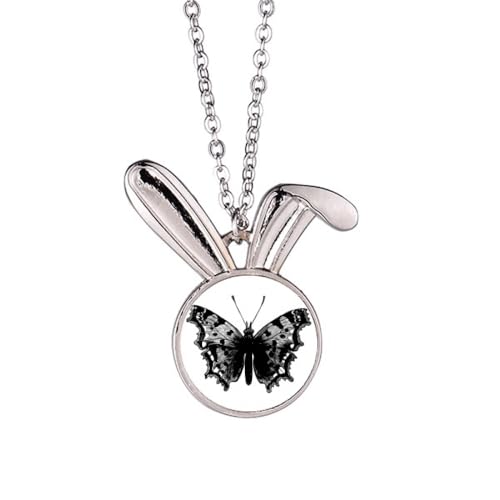 Collier lapin noir Art déco en émail et finitions dorées chic