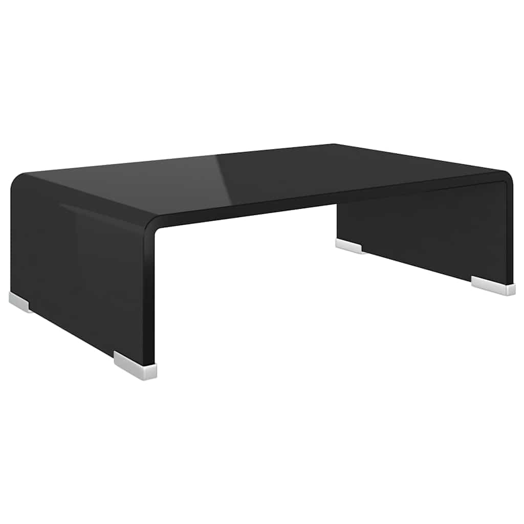 Szklana hartowana podkładka pod monitor telewizor Czarny 40x25x11 cm | Szklana podstawka pod monitor telewizor 40x25x11 cm czarna hartowane szkło