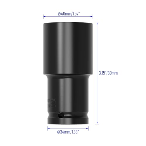 Image of 1 /2 inch Inch Drive by 30mm Deep Impact Socket, Heat-Treated CR-V Steel 3 Inch Length, 6-Point Metric Sizes