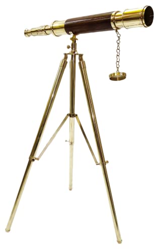 Vintage Table Decorative Shiny Brass Tube Telescope with Antique Brass Tripod High Magnification Telescope
