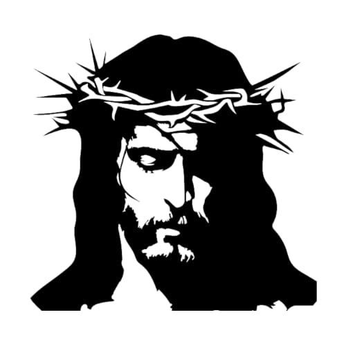 Crown of Thorns Jesus Silhouette Vinyl Decal Christian Car Window Design (6 inch)
