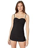Calvin Klein Women's Standard Shirred Side Tie Bandeau Swimdress, Black, 8