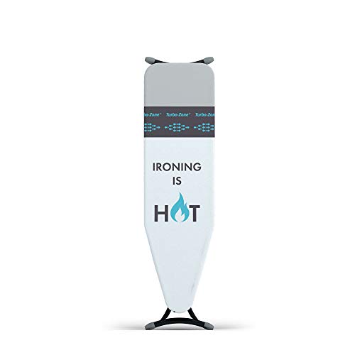 Tabla de planchar IRONING IS HOT de LaundrySpecialist® con una zona de estacionamiento avanzada para su plancha caliente y una Turbo-Zone® para un planchado más rápido y cómodo