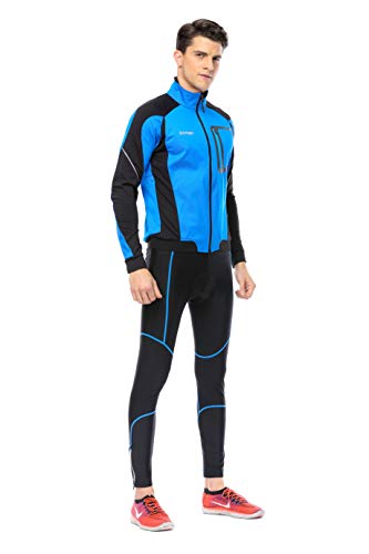 iCreat - Chaqueta para hombre resistente al viento, para bicicleta de montaña, reflectante, chaqueta con forro polar cálido para otoño, talla S hasta XXL, otoño/invierno, hombre, color azul, tamaño EU XL (Brustumfang: 124-127 cm)