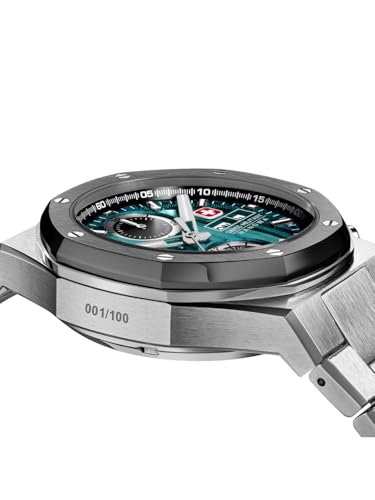 Image of SWISS MILITARY HANOWA Damask Legends ICEWATER Green Round Dial Swiss Made Chronograph Automatic Watch for Men | SMWGL0007002
