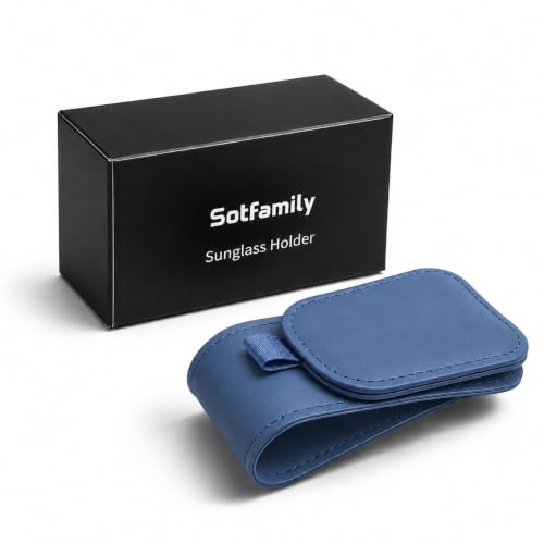 Image of Sotfamily Sunglass Holder for Car Visor, Suede Cloth Magnetic Sunglass Organizer for Car Accessories, 2 Packs, Black (Blue)