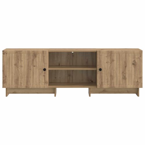 Table TV vintage en bois robuste supportant 60 kg avec grands rangements
