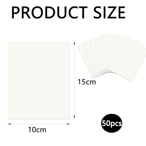 50 Stück A6 Kraftpapier Karten, Blanko Postkarten Weiß 15x10CM 300g/m² Kraftpapier-Karten Set Druckbar Postkarten Blanko für Selbstgestalten beschriften oder bedrucken