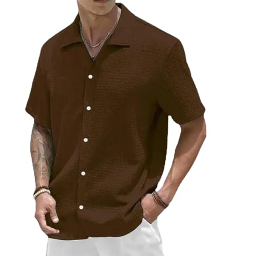 Image of COMBRAIDED Men's Slim Fit Half Sleeve Polycotton Casual Shirt - Solid Pattern, Hip Length