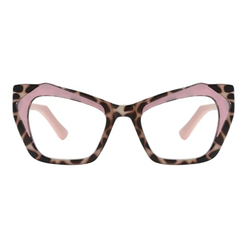Image of LJCZKA Oversized Blue Light Blocking Glasses Women Cat eye Eyeglasses Anti Eye satrain Computer Gaming Cateye Glasses