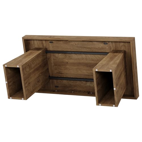 Image of Tribesigns 55-Inch Executive Desk, Thick Wood Office Computer Desk with Double Pedestal, Modern Minimalist Workstations Writing Table Conference Table Furniture for Home Office, Brown