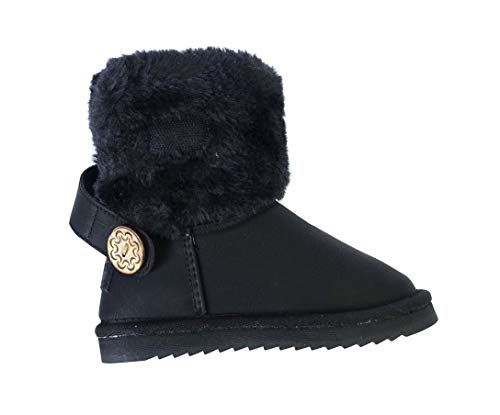 Image of REDVOLUTION Kids Boots Toddler Girls Cute 2 Buttons || Rhinestone Faux Fur Suede Knitting Shoe