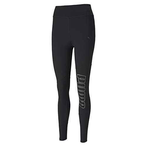 PUMA Logo 7/8 Graphic Tight Mallas Deporte, Mujer, Black-Silver PRT, M
