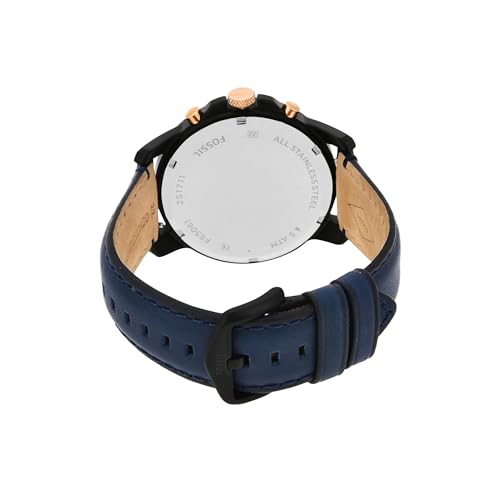 Fossil Men's Grant Quartz Stainless Steel and Leather Chronograph Watch, Color: Black, Navy (Model: FS5061) by Fossil - Image 4