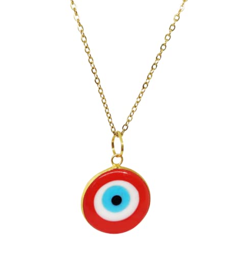 El Regalo Big Evil Eye Handmade Glass Lamp work Unisex Pendant Necklace for Men, Women, Girls & Boys | Evil Eye Pendant Necklace (Red Golden) (B09K8LZK5D) Amazon Price History, Amazon Price Tracker