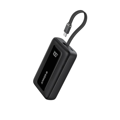 Anker Zolo Power Bank 20 000mAh 30W High-Speed Portable Charger with Built-In USB-C Cable Battery Pack For iPhone 17/17 Air/17 Pro/17 Pro Max/16 Series Galaxy and More (Black 20000 mAh)