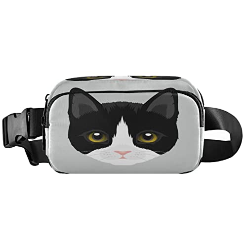 Portrait Of Tuxedo Cat Belt Bag for Women Men Fanny Pack Small Waist Pouch Crossbody Bags for Outdoor Hiking Running Travel