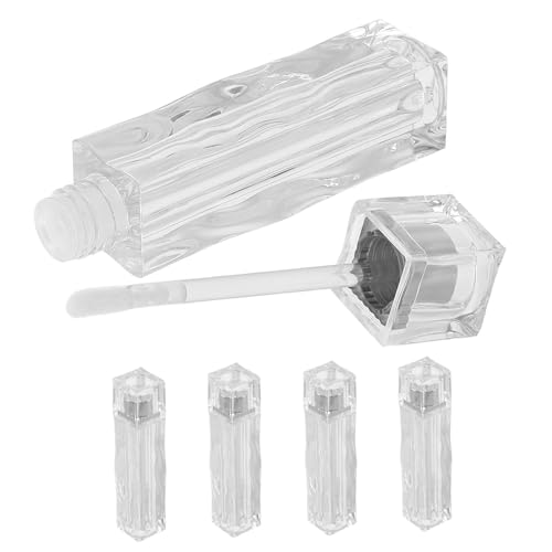 TEHAUX 5 Piezas Tubo Transparente con Diseño de Cubo de Hielo para Brillo de Labios y Ranuras Onduladas, Material As Resistente Que Previene Fugas Adecuado para Colecciones de