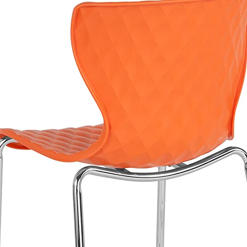 EMMA + OLIVER Contemporary Design Orange Plastic Stack Chair