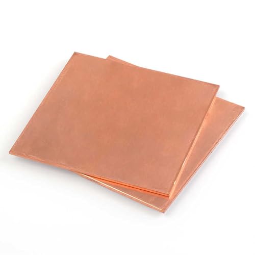 WSYCWG 2 Pcs Pure Copper Material Plate 0.4Mm Thick, 25×25-100×100Mm Copper Sheet Suitable for Electrical, Industrial and DIY Projects,0.4×50×100mm