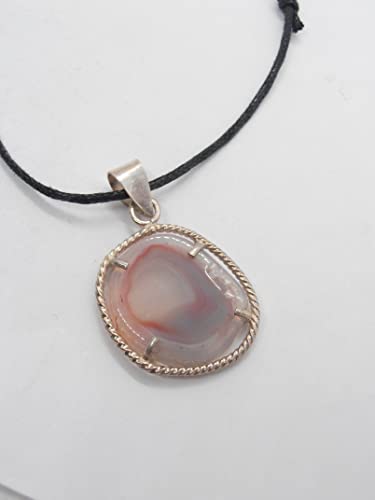 Pendentif agate naturel argent 925 collier ras du cou pierre dure véritable - 6