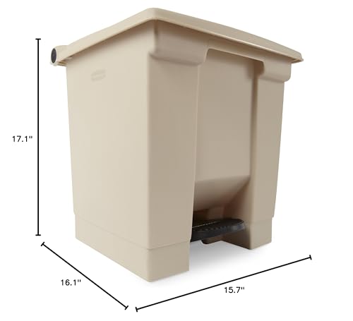 Image of Rubbermaid Commercial Products Legacy Step-On Trash /Garbage Can /Bin, Plastic, Beige - 8 Gallon, for Doctor's Office /Hospitals /Healthcare