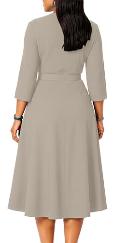 Image of ZVO Business Work Dress for Women Elegan Church V-Neck A Line Midi Dresses