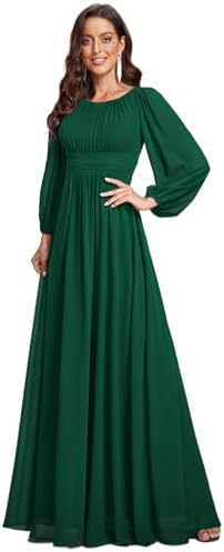 Ever-Pretty Women's Crewneck Long Lantern Sleeves Floor Length A-...