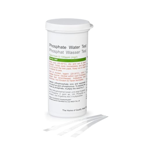SimplexHealth Tiras de prueba de agua de fosfato 0-100ppm (50 tiras)