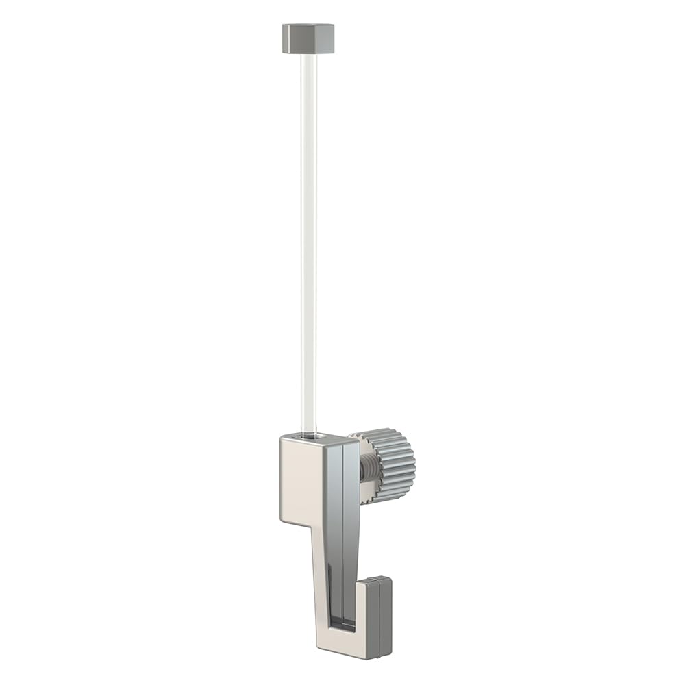 Artiteq Click Rail 200 Cm Aluminium Brossé – Système Suspension Tableaux Complet 30 Kg/m Avec Fils Transparents Et Crochets