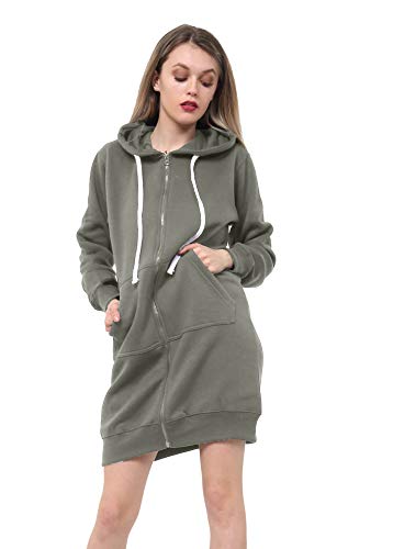 GW Classy Outfit Sweat à capuche long pour femmes avec cordon de serrage, manches longues, doublure polaire, sweat-shirt à capuche décontracté avec poches,...