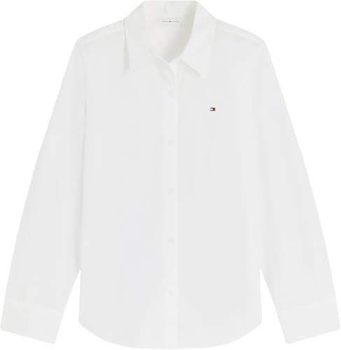 Tommy Hilfiger Damen Hemd Poplin Regular mit Spitzkragen, Weiß (Th Optic White), 44 5