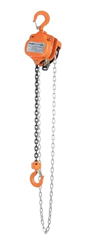 Beta 8143 WLL t 1,0 - Paranco Manuale a Catena con Gancio Robusto, Altezza Sollevamento 3M e Portata 1000 Kg, Singola Catena da 12 Kg