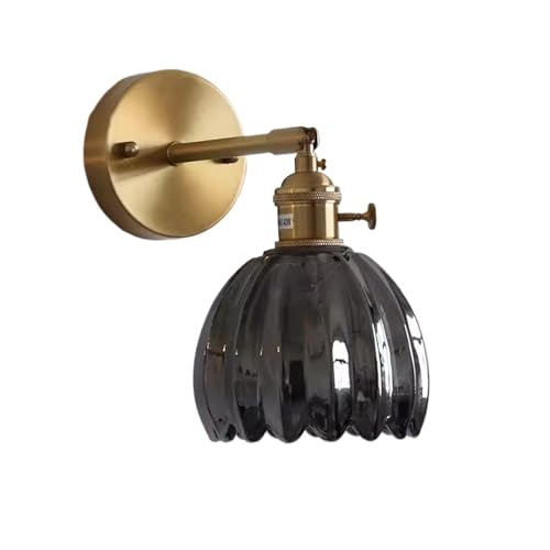 Aplique de Pared LED con Pantalla de Cristal Ajustable e Interruptor, luz Dorada de Montaje en Pared, lámpara de Pared de latón, Accesorio Decorativo para mesita de Noche, dormitor