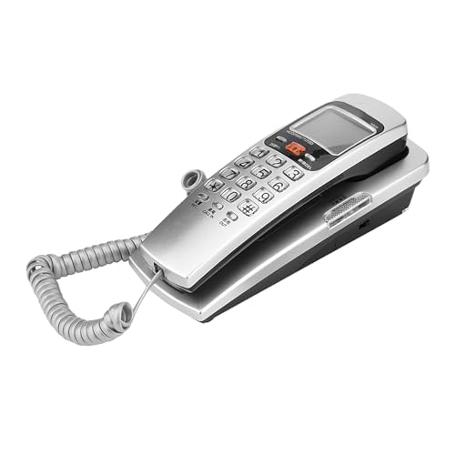 Kabelgebundenes Telefon, Wandtelefon Festnetztelefon mit FSK/DTMF-Anrufererkennung schnurgebunden für den Schreibtisch modernes Nebenstellentelefon für Zuhause (Silver)