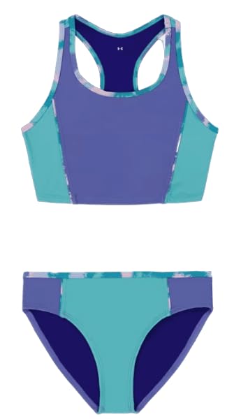 Image of Under Armour Girls Little Girls' UA Colorblock Racer Midkini Set, Starlight, 5